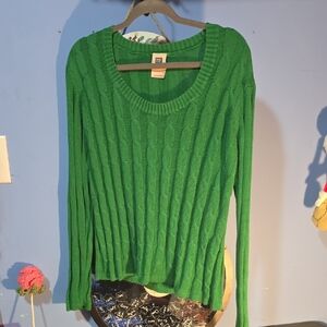 Faded Glory Vibrant Green Scoop Neck Sweater